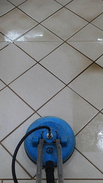 Tile Steam Cleaning In Process