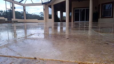 After Travertine Pool Deck Sealing