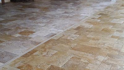 Travertine Sealing In Progress