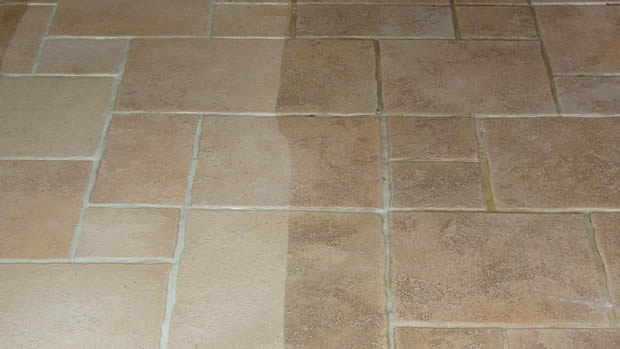 Dramatic Difference in the Grout and on the tile after tile steam cleaning is performed