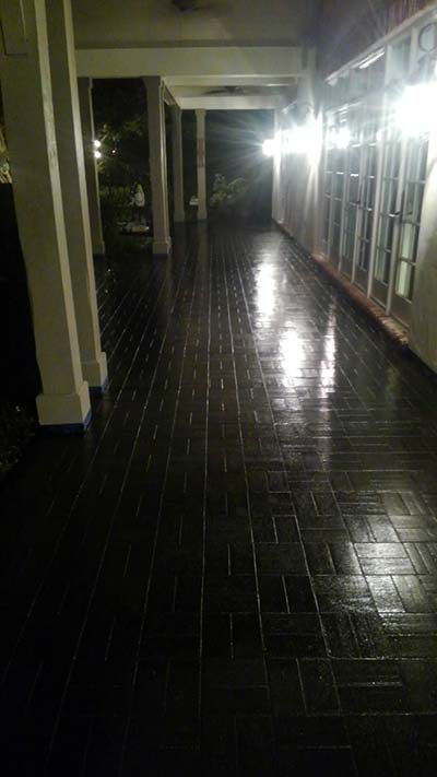 black high performance urethane on a brick Lanai
