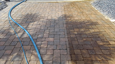Paver Cleaning In Progress