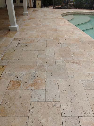 Travertine Cleaning In Progress