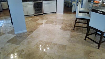 Diamond Burnishing Travertine Floor Mirror Finish